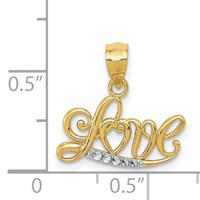 14K and White Rhodium Diamond-cut Love Script Pendant view 3