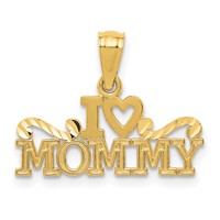 14K Yellow Gold I Heart Mommy Pendant view 1