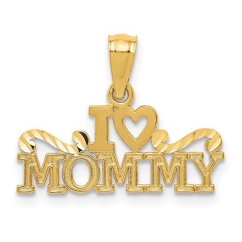 14K Yellow Gold I Heart Mommy Pendant