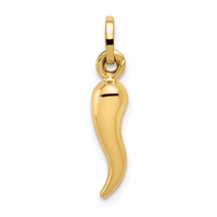 14K Yellow Gold Hollow Italian Horn Charm view 1