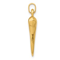 14K Yellow Gold Hollow 3-D Italian Horn Charm view 2