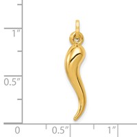 14K Yellow Gold Hollow 3-D Italian Horn Charm view 3