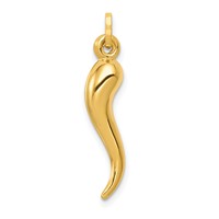 14K Yellow Gold Hollow 3-D Italian Horn Charm view 1
