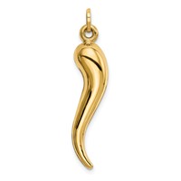 14K Yellow Gold Hollow 3-D Italian Horn Charm view 4