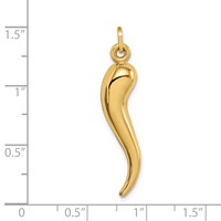 14K Yellow Gold Hollow 3-D Italian Horn Charm view 3