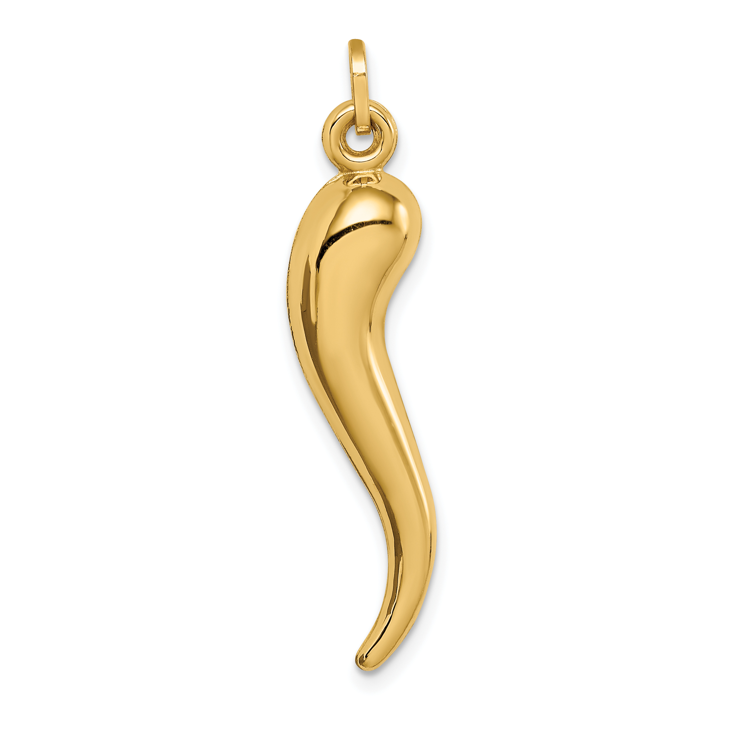 14k Hollow 3D Italian Horn Charm (YC1096)