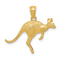 14K Yellow Gold Textured Kangaroo Pendant view 1