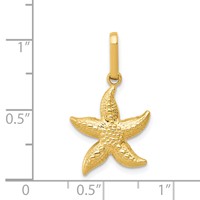 14K Yellow Gold Textured Hollow Starfish Pendant view 3
