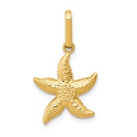 14K Yellow Gold Textured Hollow Starfish Pendant view 1