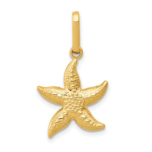 14K Yellow Gold Textured Hollow Starfish Pendant