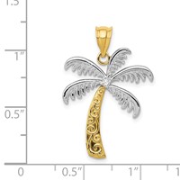 14K and White Rhodium Diamond Palm Tree Pendant view 3