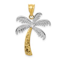 14K and White Rhodium Diamond Palm Tree Pendant view 1