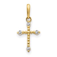 14K Yellow Gold CZ Cross Pendant view 1