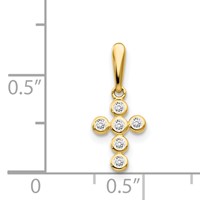 14K Yellow Gold CZ Cross Pendant view 3
