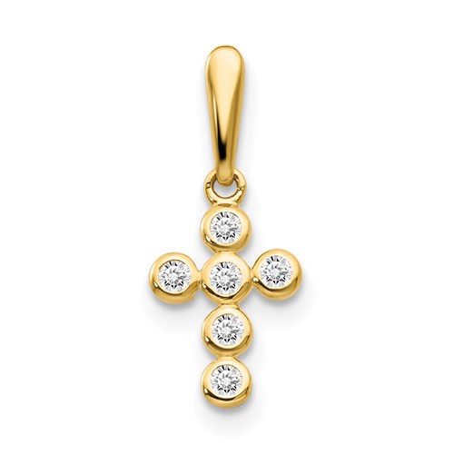 14K Yellow Gold CZ Cross Pendant