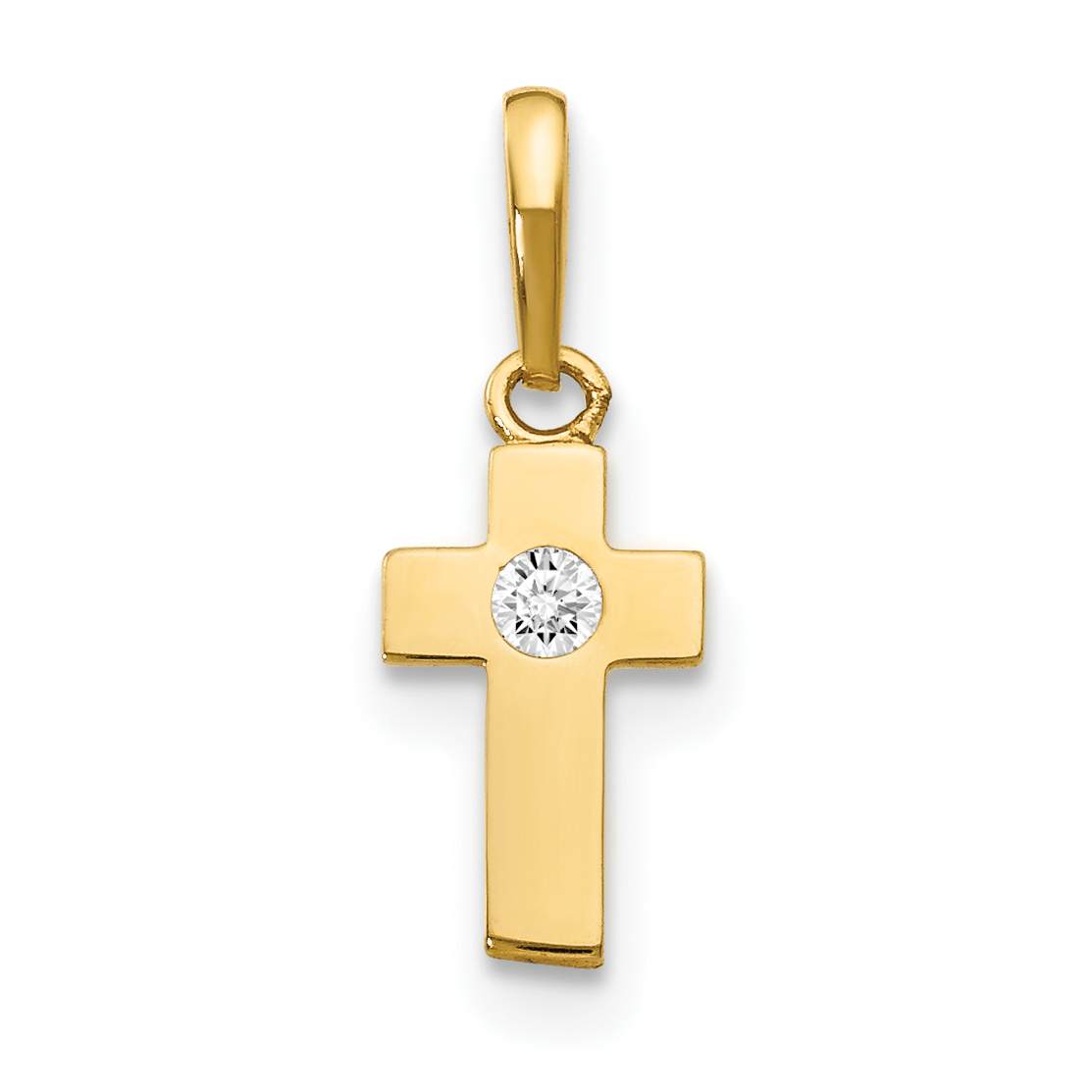 14k CZ Children's Cross Pendant (YC1126)