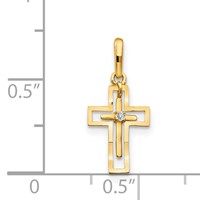 14K CZ Diamond-cut Cross Pendant view 3