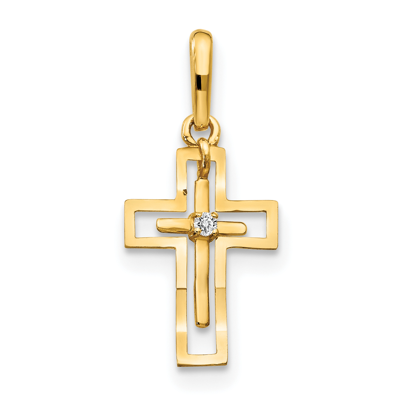 14k CZ Diamond-cut Children's Cross Pendant (YC1127)
