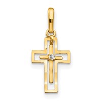 14K CZ Diamond-cut Cross Pendant view 1