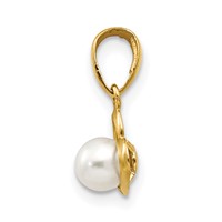 14K Freshwater Cultured Pearl in Heart Pendant view 2
