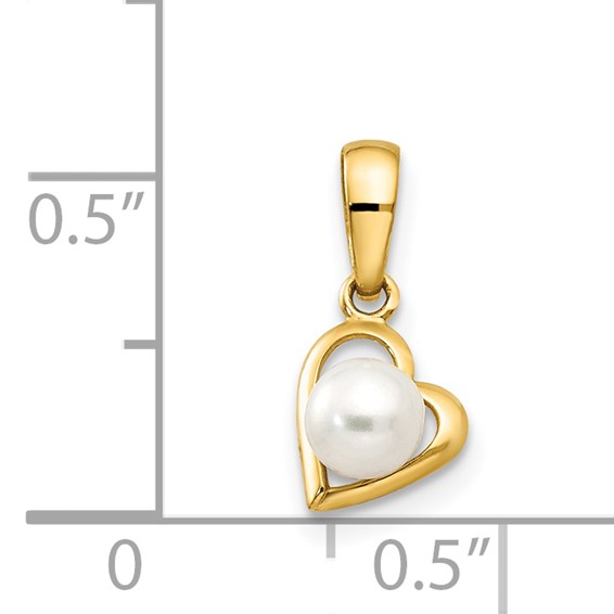 14k Freshwater Cultured Pearl in Heart Childrens Pendant