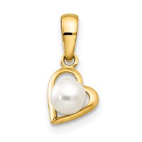 14K Freshwater Cultured Pearl in Heart Pendant view 1