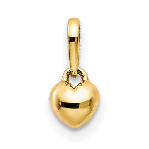 14K 5mm Yellow Gold Solid Heart Pendant