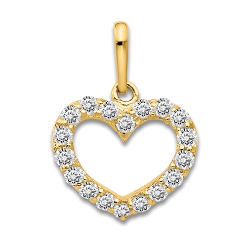 14K Yellow Gold CZ Children's Heart Pendant