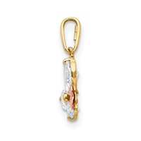 14K Yellow and Rose Gold CZ Butterfly Pendant view 2
