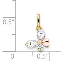 14K Yellow and Rose Gold CZ Butterfly Pendant view 3
