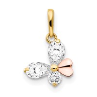 14K Yellow and Rose Gold CZ Butterfly Pendant view 1