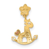 14K Yellow and Rose Gold CZ Children's Rocking Horse Pendant view 3