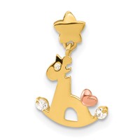 14K Yellow and Rose Gold CZ Children's Rocking Horse Pendant view 1