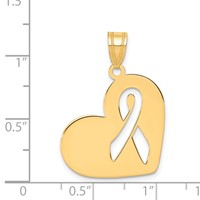14K Yellow Gold Heart Charm with Cut-Out Awareness Ribbon view 3