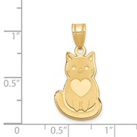 14K Yellow Gold Laser Cut Cat Charm with Heart view 3