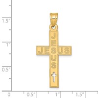 14K Yellow Gold Laser Cut Jesus Cross Charm view 3
