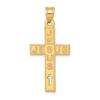 14K Yellow Gold Laser Cut Jesus Cross Charm view 1