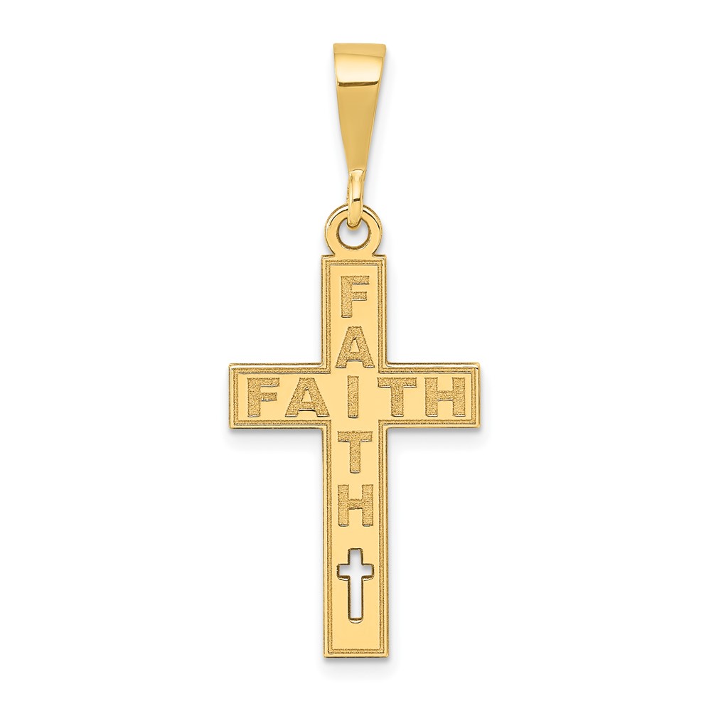 14K Yellow Gold Laser Cut Faith Cross Charm