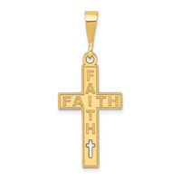 14K Yellow Gold Laser Cut Faith Cross Charm view 1