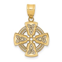 14K Yellow Gold Laser-Cut Celtic Cross Charm view 1