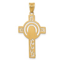 14K Yellow Gold Laser Cut Jesus Face Cross Charm view 4