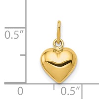 14K Yellow Gold Polished 3-D Puffed Heart Charm view 3