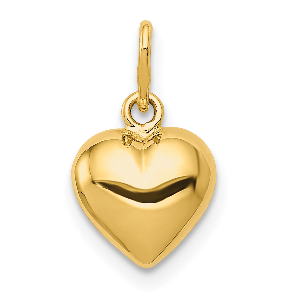 14K Polished 3-D Puffed Heart Charm (YC1211)