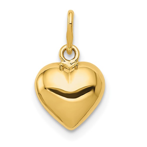 14K Yellow Gold Polished 3-D Puffed Heart Charm