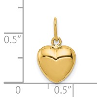 14K Yellow Gold Polished 3-D Puffed Heart Charm view 3