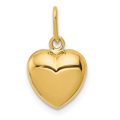 14K Yellow Gold Polished 3-D Puffed Heart Charm