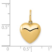 14K Yellow Gold Polished 3-D Puffed Heart Pendant view 3