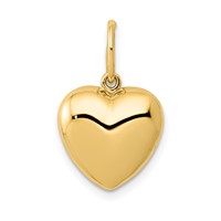 14K Yellow Gold Polished 3-D Puffed Heart Pendant view 1
