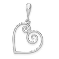 14K White Gold Swirl Heart Pendant view 1