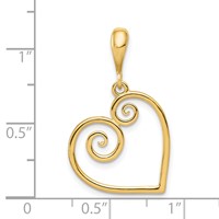14K Polished Swirl Heart Pendant view 3